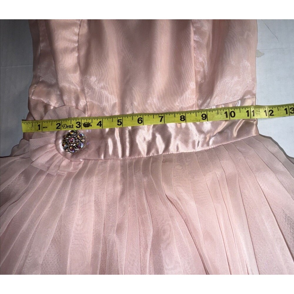 Vintage 50s Cupcake Dress Size XXS Pink Tulle Fit & Flare Prom Formal Junior 7 - Picture 14 of 16